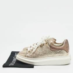 Alexander McQueen Gold Foil Leather Oversized Low Top Sneakers Size 39..5