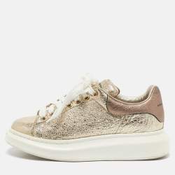 Alexander McQueen Gold Foil Leather Oversized Low Top Sneakers Size 39..5