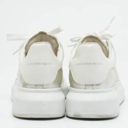 Alexander McQueen Silver Leather Oversized Lace Up Sneakers Size 40