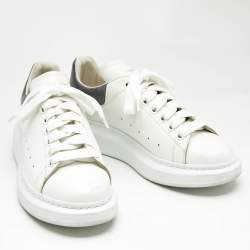 Alexander McQueen White Leather and Glitter Oversized Low Top Sneakers Size 39.5