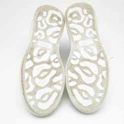 Alexander McQueen White Leather and Glitter Oversized Low Top Sneakers Size 39.5