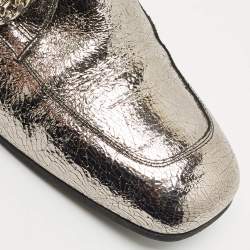 Alexander McQueen Silver Leather Foldable Loafers Size 39