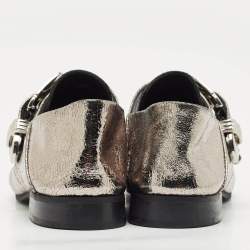 Alexander McQueen Silver Leather Foldable Loafers Size 39