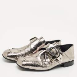 Alexander McQueen Silver Leather Foldable Loafers Size 39