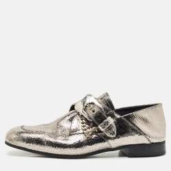 Alexander McQueen Silver Leather Foldable Loafers Size 39