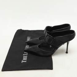 Pre Owned Alexander McQueen Black Leather and Mesh Punk Mules Size 38.5
