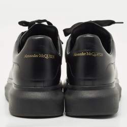 Alexander McQueen Black Leather Larry Sneakers Size 40.5