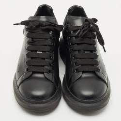 Alexander McQueen Black Leather Larry Sneakers Size 40.5