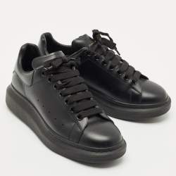 Alexander McQueen Black Leather Larry Sneakers Size 40.5