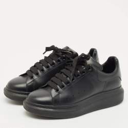 Alexander McQueen Black Leather Larry Sneakers Size 40.5