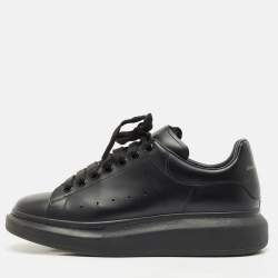 Alexander McQueen Black Leather Larry Sneakers Size 40.5