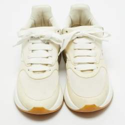 Alexander McQueen Cream/Off White Leather and Fabric Oversized Runner Sneakers Size 40