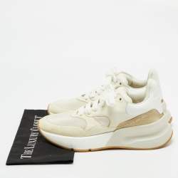 Alexander McQueen Cream/Off White Leather and Fabric Oversized Runner Sneakers Size 40