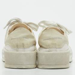 Pre Owned Alexander McQueen White Canvas and Rubber Tread Slick Sneakers Size 40