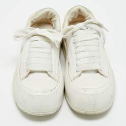 Pre Owned Alexander McQueen White Canvas and Rubber Tread Slick Sneakers Size 40