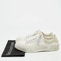 Pre Owned Alexander McQueen White Canvas and Rubber Tread Slick Sneakers Size 40