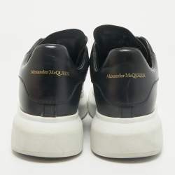 Pre Owned Alexander McQueen Black Leather Oversized Sneakers Size 37.5
