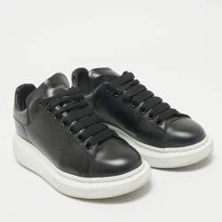 Pre Owned Alexander McQueen Black Leather Oversized Sneakers Size 37.5
