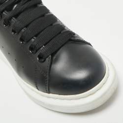 Pre Owned Alexander McQueen Black Leather Oversized Sneakers Size 37.5