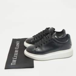 Pre Owned Alexander McQueen Black Leather Oversized Sneakers Size 37.5