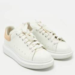 Alexander McQueen White/Beige Leather Oversized Sneakers Size 39
