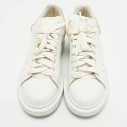 Alexander McQueen White/Beige Leather Oversized Sneakers Size 39