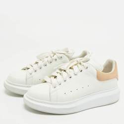 Alexander McQueen White/Beige Leather Oversized Sneakers Size 39