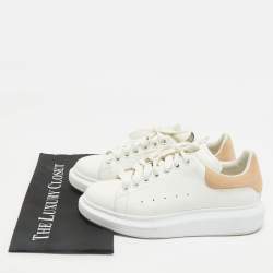Alexander McQueen White/Beige Leather Oversized Sneakers Size 39