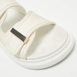 Pre Owned Alexander McQueen White Rubber Hybrid Chelsea Flat Sandals Size 38