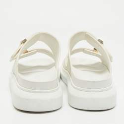 Pre Owned Alexander McQueen White Rubber Hybrid Chelsea Flat Sandals Size 38