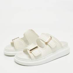 Pre Owned Alexander McQueen White Rubber Hybrid Chelsea Flat Sandals Size 38
