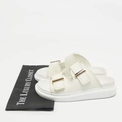 Pre Owned Alexander McQueen White Rubber Hybrid Chelsea Flat Sandals Size 38