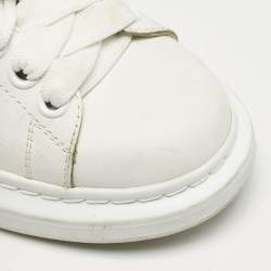 Alexander McQueen White/Beige Python Embossed Leather and Leather Oversized Sneakers Size 36