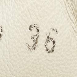 Alexander McQueen White/Beige Python Embossed Leather and Leather Oversized Sneakers Size 36