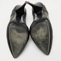 Pre Owned Alexander McQueen Black Leather Studded Platform Pumps Size 40