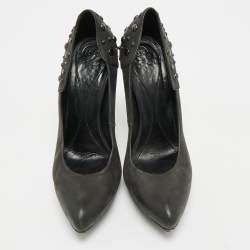 Pre Owned Alexander McQueen Black Leather Studded Platform Pumps Size 40