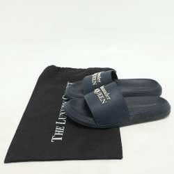 Alexander McQueen Navy Blue Rubber Flat Slides Size 37
