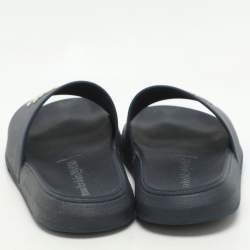 Alexander McQueen Navy Blue Rubber Flat Slides Size 37