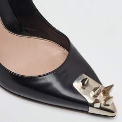 Pre Owned Alexander McQueen Black Leather Spike Pointed Toe Pumps Size 36