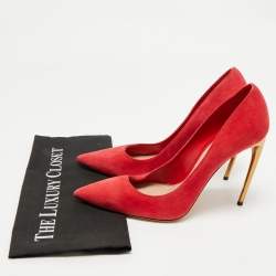 Alexander McQueen Red Suede Pointed Toe Pumps Size 41