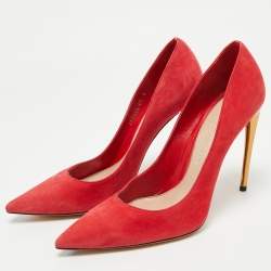 Alexander McQueen Red Suede Pointed Toe Pumps Size 41