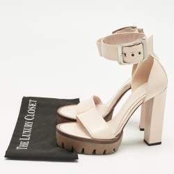 Pre Owned Alexander McQueen Pink Leather Platform Sandals Size 40