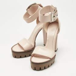Pre Owned Alexander McQueen Pink Leather Platform Sandals Size 40