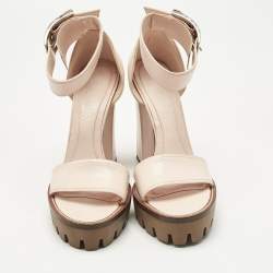 Pre Owned Alexander McQueen Pink Leather Platform Sandals Size 40