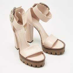 Pre Owned Alexander McQueen Pink Leather Platform Sandals Size 40
