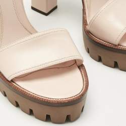 Pre Owned Alexander McQueen Pink Leather Platform Sandals Size 40