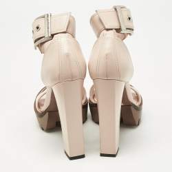 Pre Owned Alexander McQueen Pink Leather Platform Sandals Size 40