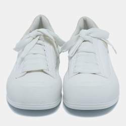 Pre Owned Alexander McQueen White Canvas and Suede Deck Plimsoll Lace Up Sneakers Size 38