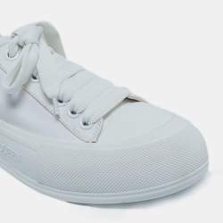 Pre Owned Alexander McQueen White Canvas and Suede Deck Plimsoll Lace Up Sneakers Size 38