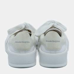 Pre Owned Alexander McQueen White Canvas and Suede Deck Plimsoll Lace Up Sneakers Size 38